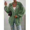 imageSHEWIN Women Open Front Knit Sweater Button Casual Long Sleeve V Neck CardiganVineyard Green
