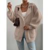 imageSHEWIN Women Open Front Knit Sweater Button Casual Long Sleeve V Neck CardiganZ Parchment