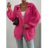 imageSHEWIN Women Open Front Knit Sweater Button Casual Long Sleeve V Neck CardiganZ Rose Red