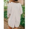 imageSHEWIN Womens Casual 34 Short Sleeve Open Front Lightweight Cable Knit Kimono Cardigan SweatersC Beige
