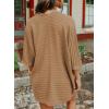 imageSHEWIN Womens Casual 34 Short Sleeve Open Front Lightweight Cable Knit Kimono Cardigan SweatersC Brown