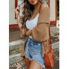 imageSHEWIN Womens Casual 34 Short Sleeve Open Front Lightweight Cable Knit Kimono Cardigan SweatersC Brown