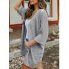 imageSHEWIN Womens Casual 34 Short Sleeve Open Front Lightweight Cable Knit Kimono Cardigan SweatersC Grey