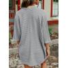 imageSHEWIN Womens Casual 34 Short Sleeve Open Front Lightweight Cable Knit Kimono Cardigan SweatersC Grey