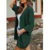 imageSHEWIN Womens Casual 34 Short Sleeve Open Front Lightweight Cable Knit Kimono Cardigan SweatersD Dark Green