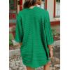 imageSHEWIN Womens Casual 34 Short Sleeve Open Front Lightweight Cable Knit Kimono Cardigan SweatersD Green