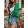 imageSHEWIN Womens Casual 34 Short Sleeve Open Front Lightweight Cable Knit Kimono Cardigan SweatersD Green