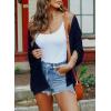imageSHEWIN Womens Casual 34 Short Sleeve Open Front Lightweight Cable Knit Kimono Cardigan SweatersD Navy Blue