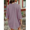 imageSHEWIN Womens Casual 34 Short Sleeve Open Front Lightweight Cable Knit Kimono Cardigan SweatersD Purple