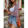imageSHEWIN Womens Casual 34 Short Sleeve Open Front Lightweight Cable Knit Kimono Cardigan SweatersD Purple
