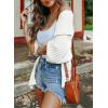 imageSHEWIN Womens Casual 34 Short Sleeve Open Front Lightweight Cable Knit Kimono Cardigan SweatersD White