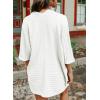 imageSHEWIN Womens Casual 34 Short Sleeve Open Front Lightweight Cable Knit Kimono Cardigan SweatersD White