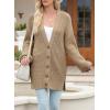 imageSHEWIN Womens Casual Long Sleeve Button Open Front Lightweight Cardigan Soft Cable Knit Sweater OutwearB Khaki