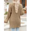 imageSHEWIN Womens Casual Long Sleeve Button Open Front Lightweight Cardigan Soft Cable Knit Sweater OutwearB Khaki