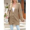 imageSHEWIN Womens Casual Long Sleeve Button Open Front Lightweight Cardigan Soft Cable Knit Sweater OutwearB Khaki