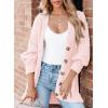 imageSHEWIN Womens Casual Long Sleeve Button Open Front Lightweight Cardigan Soft Cable Knit Sweater OutwearB Pink