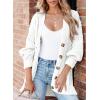 imageSHEWIN Womens Casual Long Sleeve Button Open Front Lightweight Cardigan Soft Cable Knit Sweater OutwearB White