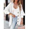 imageSHEWIN Womens Casual Long Sleeve Button Open Front Lightweight Cardigan Soft Cable Knit Sweater OutwearB White