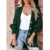 imageSHEWIN Womens Casual Long Sleeve Button Open Front Lightweight Cardigan Soft Cable Knit Sweater OutwearBlackish Green