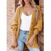 imageSHEWIN Womens Casual Long Sleeve Button Open Front Lightweight Cardigan Soft Cable Knit Sweater OutwearCamel