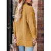 imageSHEWIN Womens Casual Long Sleeve Button Open Front Lightweight Cardigan Soft Cable Knit Sweater OutwearCamel
