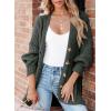 imageSHEWIN Womens Casual Long Sleeve Button Open Front Lightweight Cardigan Soft Cable Knit Sweater OutwearCarbon Grey