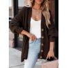 imageSHEWIN Womens Casual Long Sleeve Button Open Front Lightweight Cardigan Soft Cable Knit Sweater OutwearDark Brown