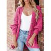 imageSHEWIN Womens Casual Long Sleeve Button Open Front Lightweight Cardigan Soft Cable Knit Sweater OutwearStrawberry Pink