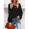 imageSHEWIN Womens Casual Long Sleeve Crewneck Crochet Sweater Lightweight Knit Pullover Sweaters TopsB Black