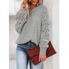 imageSHEWIN Womens Casual Long Sleeve Crewneck Crochet Sweater Lightweight Knit Pullover Sweaters TopsB Grey