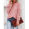 imageSHEWIN Womens Casual Long Sleeve Crewneck Crochet Sweater Lightweight Knit Pullover Sweaters TopsB Pink