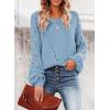 imageSHEWIN Womens Casual Long Sleeve Crewneck Crochet Sweater Lightweight Knit Pullover Sweaters TopsB Sky Blue