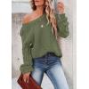 imageSHEWIN Womens Casual Long Sleeve Crewneck Crochet Sweater Lightweight Knit Pullover Sweaters TopsD Green