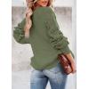imageSHEWIN Womens Casual Long Sleeve Crewneck Crochet Sweater Lightweight Knit Pullover Sweaters TopsD Green