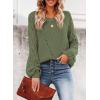 imageSHEWIN Womens Casual Long Sleeve Crewneck Crochet Sweater Lightweight Knit Pullover Sweaters TopsD Green