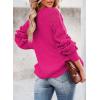 imageSHEWIN Womens Casual Long Sleeve Crewneck Crochet Sweater Lightweight Knit Pullover Sweaters TopsD Hot Pink