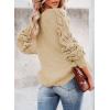 imageSHEWIN Womens Casual Long Sleeve Crewneck Crochet Sweater Lightweight Knit Pullover Sweaters TopsD Khaki