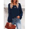 imageSHEWIN Womens Casual Long Sleeve Crewneck Crochet Sweater Lightweight Knit Pullover Sweaters TopsD Navy Blue