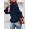 imageSHEWIN Womens Casual Long Sleeve Crewneck Crochet Sweater Lightweight Knit Pullover Sweaters TopsD Navy Blue