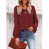 imageSHEWIN Womens Casual Long Sleeve Crewneck Crochet Sweater Lightweight Knit Pullover Sweaters TopsD Red
