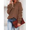 imageSHEWIN Womens Casual Long Sleeve Crewneck Crochet Sweater Lightweight Knit Pullover Sweaters TopsE Brown