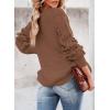 imageSHEWIN Womens Casual Long Sleeve Crewneck Crochet Sweater Lightweight Knit Pullover Sweaters TopsE Brown