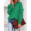 imageSHEWIN Womens Casual Long Sleeve Crewneck Crochet Sweater Lightweight Knit Pullover Sweaters TopsE Deep Green