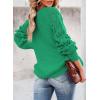 imageSHEWIN Womens Casual Long Sleeve Crewneck Crochet Sweater Lightweight Knit Pullover Sweaters TopsE Deep Green