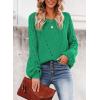 imageSHEWIN Womens Casual Long Sleeve Crewneck Crochet Sweater Lightweight Knit Pullover Sweaters TopsE Deep Green