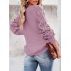 imageSHEWIN Womens Casual Long Sleeve Crewneck Crochet Sweater Lightweight Knit Pullover Sweaters TopsE Light Purple