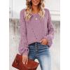 imageSHEWIN Womens Casual Long Sleeve Crewneck Crochet Sweater Lightweight Knit Pullover Sweaters TopsE Light Purple