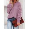 imageSHEWIN Womens Casual Long Sleeve Crewneck Crochet Sweater Lightweight Knit Pullover Sweaters TopsE Light Purple
