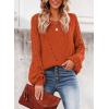 imageSHEWIN Womens Casual Long Sleeve Crewneck Crochet Sweater Lightweight Knit Pullover Sweaters TopsE Orange