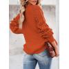 imageSHEWIN Womens Casual Long Sleeve Crewneck Crochet Sweater Lightweight Knit Pullover Sweaters TopsE Orange